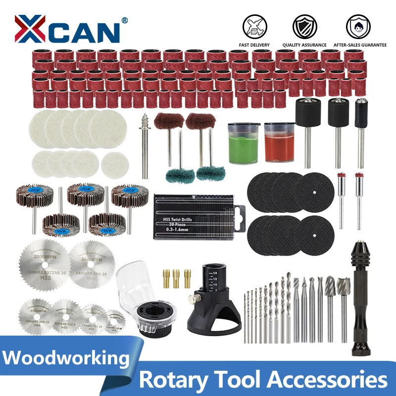 XCAN Abrasive Tool for Dremel Rotary Tool Sanding Grinding Drilling HSS Saw Blade Sanding Drum Woolen Polishing Wheel Wood Drill