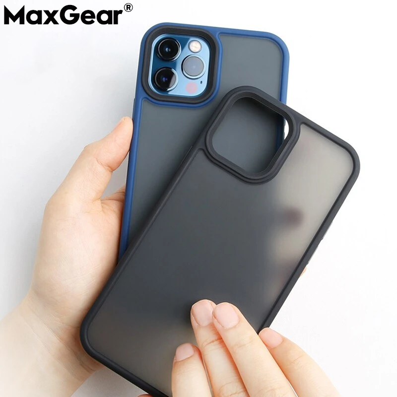 Shockproof Bumper Hard Matte Case For iPhone 13 12 11 Pro Max Mini X S XR 7 8 Plus SE2 Camera Protection Frame Transparent Cover