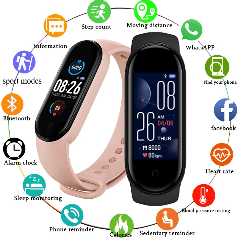 M5 Men Women Smart Watch Sport Smartwatch Heart Rate Blood Pressure Monitor Fitness Bracelet for Android/IOS