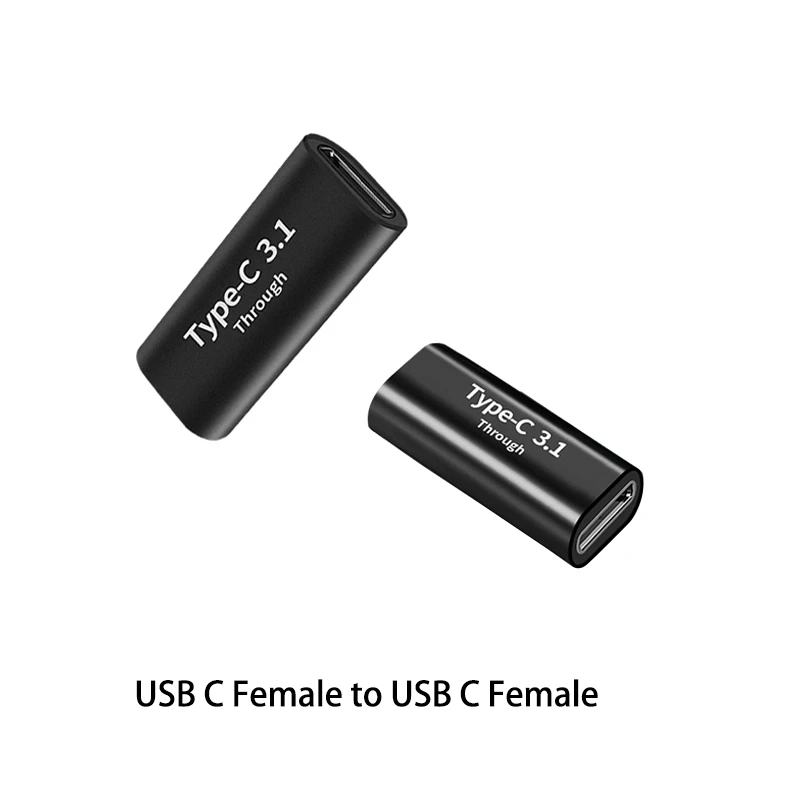 USB Type C to Type-C Adapter Fast Charging Up to 10 Gbps Female to Female USB-C Plug Converter for Samsung S8 S9 OnePlus 5