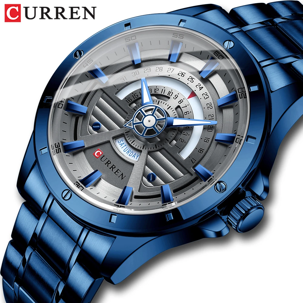 CURREN NEW Fashion Casual Quartz Stainless Steel Watches Date and Week Clock Male Creative Branded Wristwatch for Mens