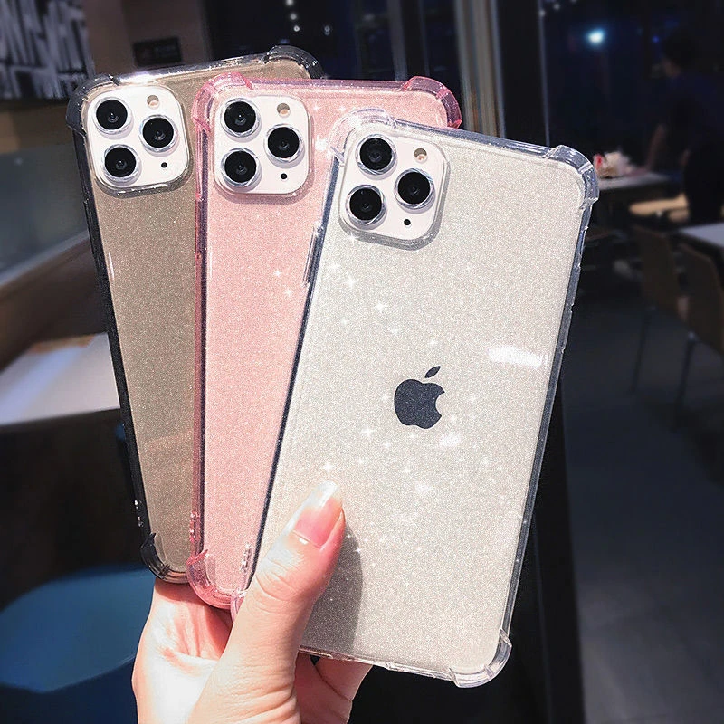 Anti-knock Shining Glitter Powder Phone Case For iPhone 13 12 11 Pro Max X XR XS Max 8 7 Plus 11 Transparent Soft TPU Back Cover