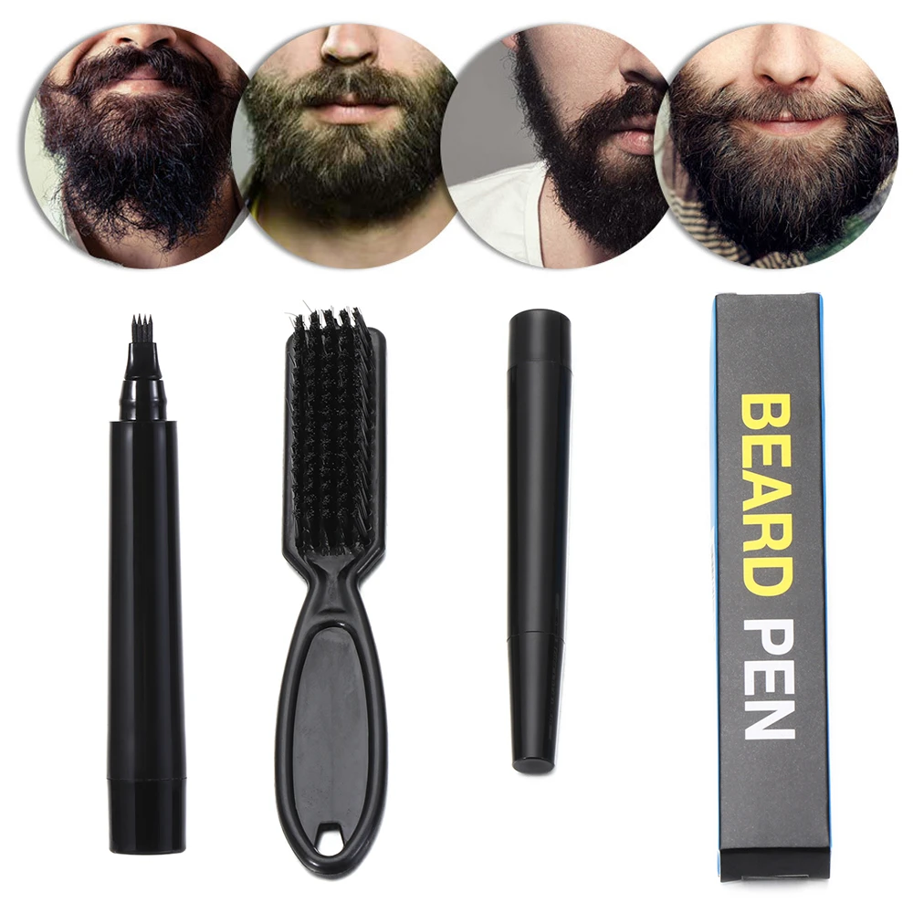 1Set Men Beard Pencil Filler Fast Camouflage Hair Grower Waterproof Long Lasting Natural Finish Beard Male Mustache Repair Tools