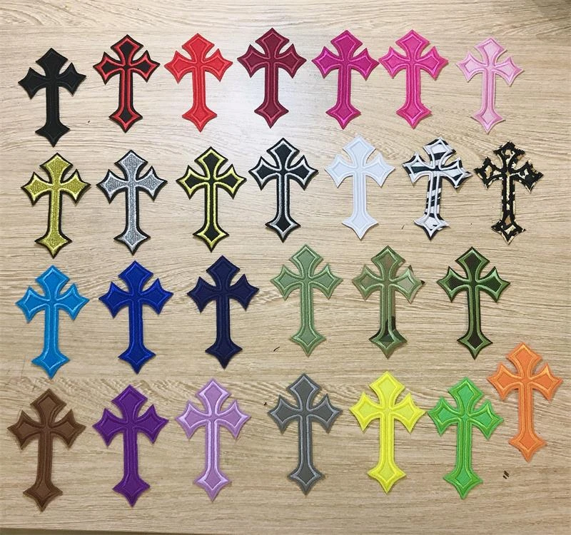 New arrival 10 pcs Black cross mixed colors Embroidered patches iron on cartoon Motif BX Applique embroidery accessory 201501