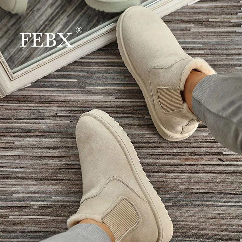 Women Snow Boots Warm Plush Slip-on Solid Plus Size Fashion Female Ankle Boot Ladies Winter Comfortable Women's Cotton Shoes NEW