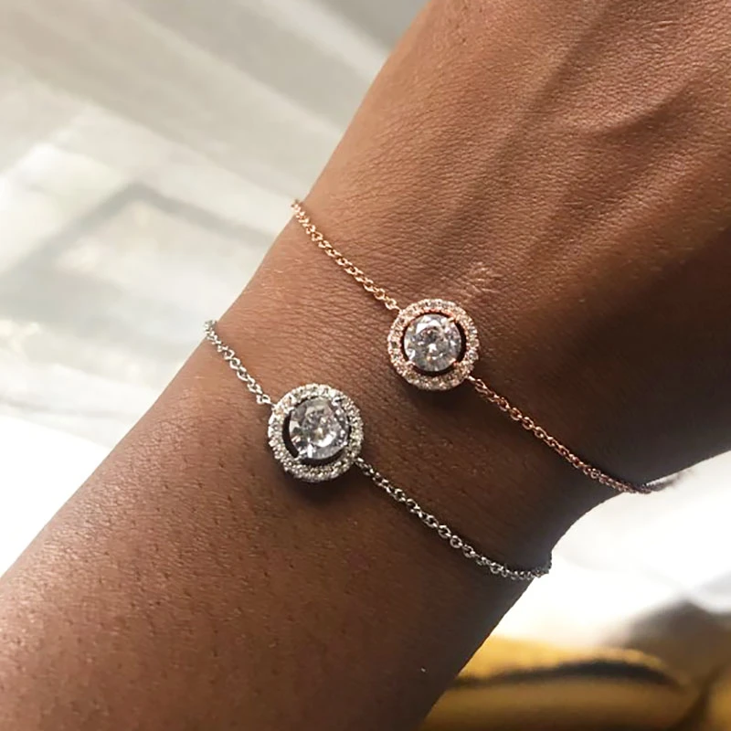 Top Quality Round Micro Mosaic CZ Crystal Rose Gold Color Bracelet Fashion Austrian Crystal Jewelry For Women HotSale H165