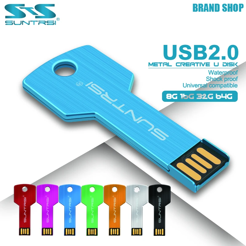 Suntrsi USB Flash Drive 8gb 16g pendrive 32GB 64G  128G Pen drive waterproof usb stick флэш-накопите u-disk 2.0 key gift for PC