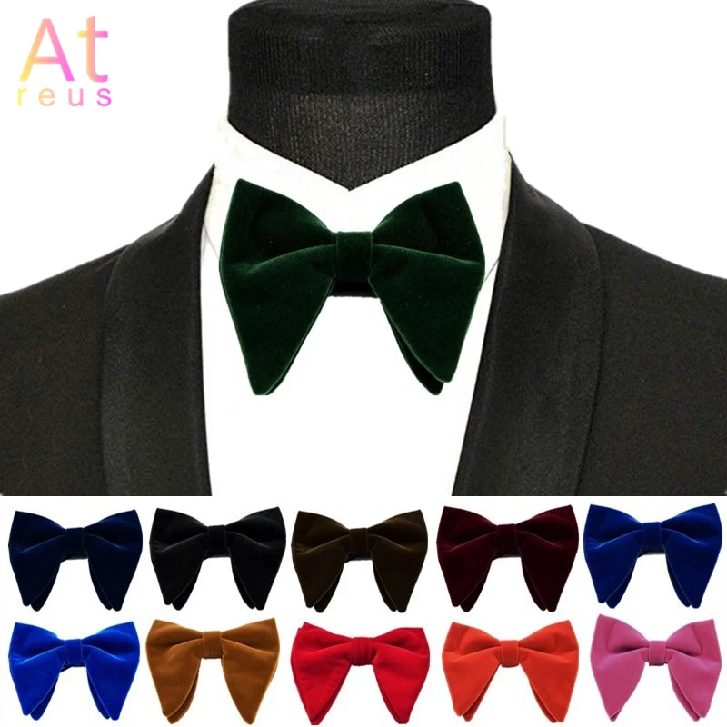 Father's Day Gift Planted Velvet Bowtie Women Men Groom Wedding Funeral Bow Tie Solid Horn Bow Ties knot Formal Wear Accessories