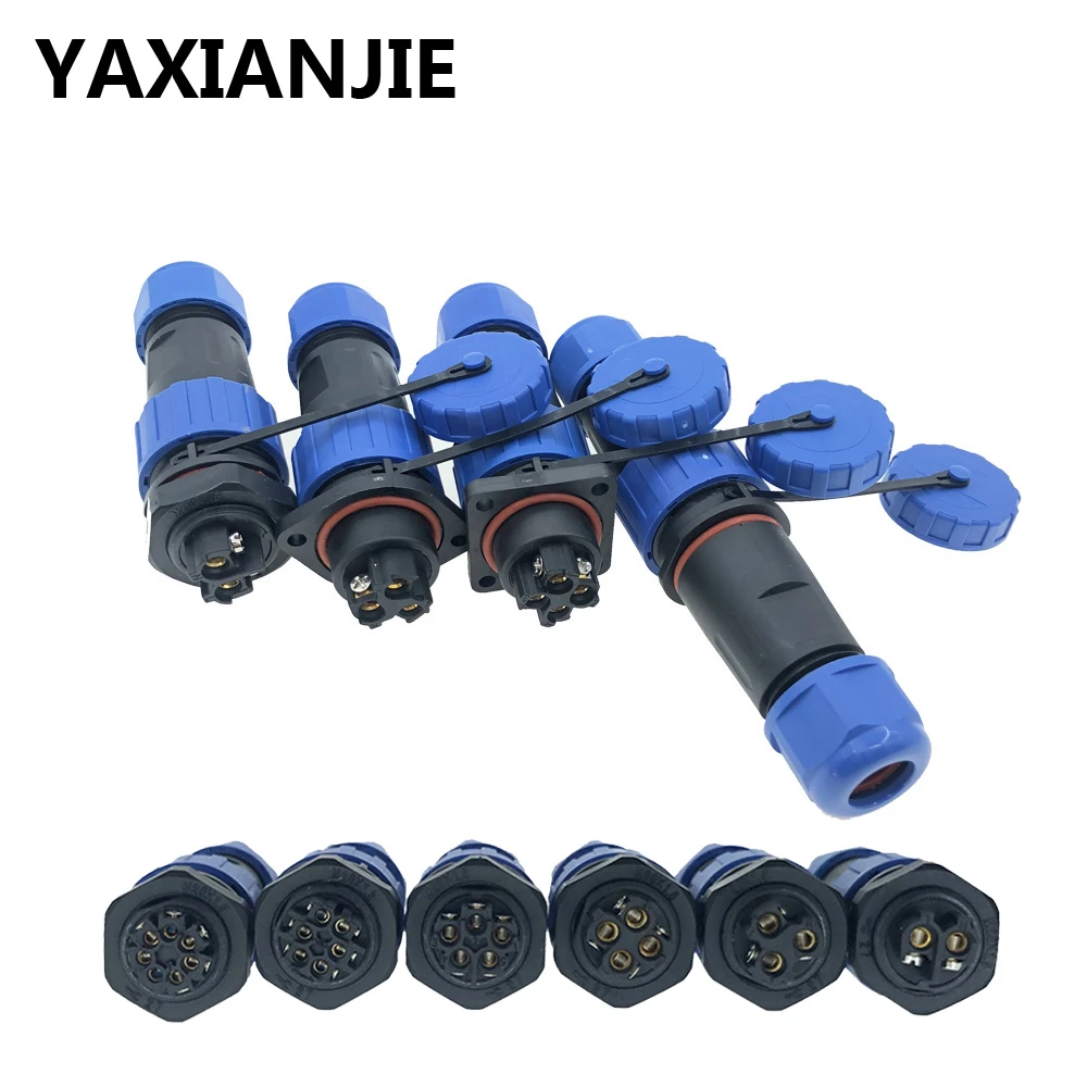 SP20 IP68 waterproof connector plug Back nut/Square/Docking/Flange 2 3 4 5 6 7 pin Screw crimping without welding connector