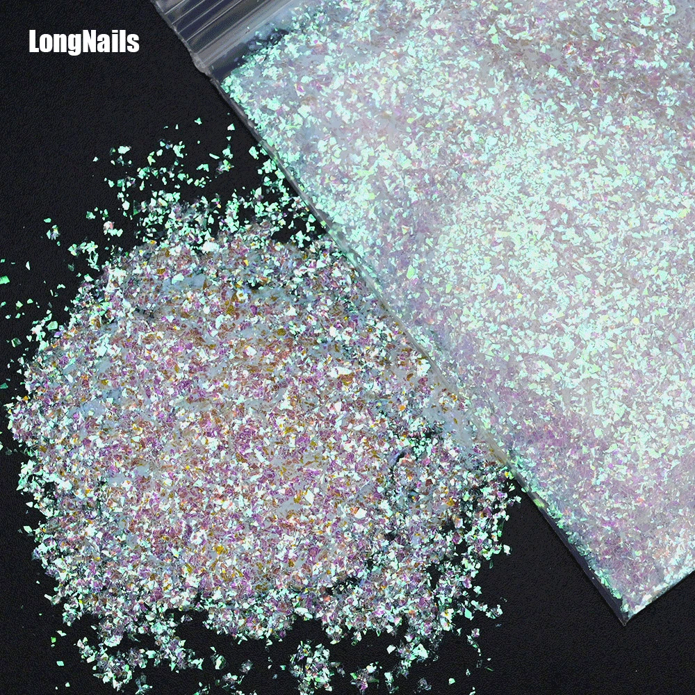 1-2mm Glitter Candy Flakes Irregular Broken Fragment 50g/Bag Holographic Flash-Slice Tiny 3D Polyester Nail Patch Glitters P50S#