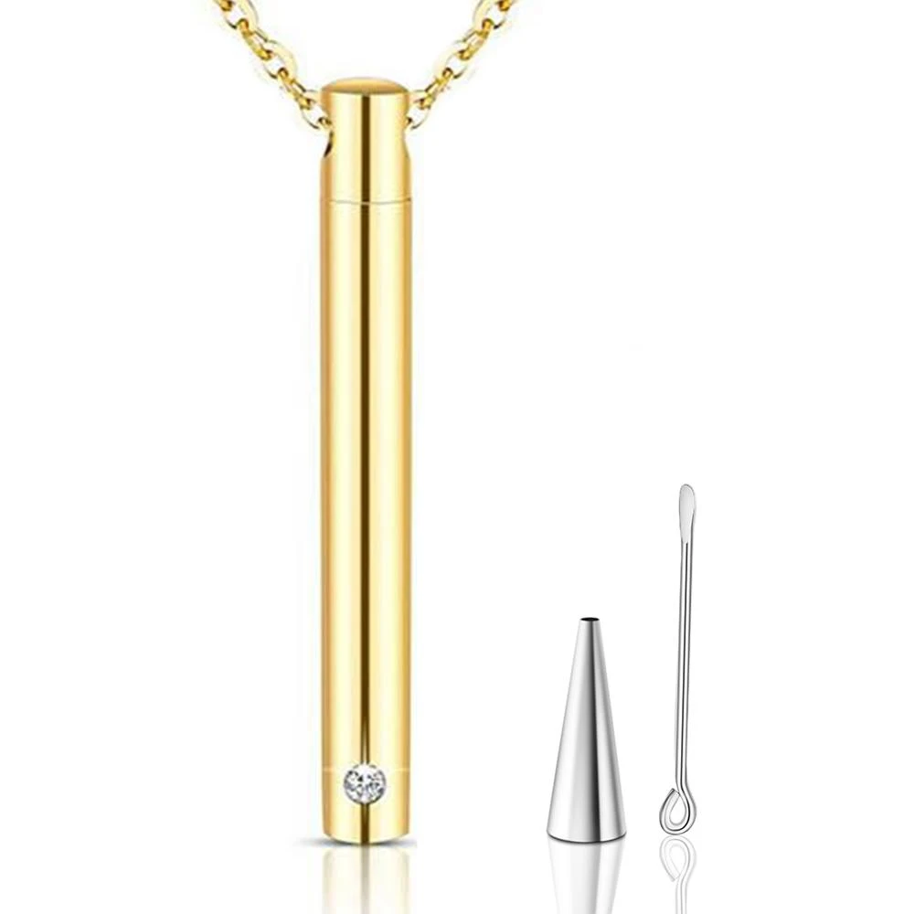 Stainless Steel  Minimalist Bar Cylinder Urn Necklace Pendant Memorial Ashes Keepsake Exquisite Cremation Jewelry 4Colors