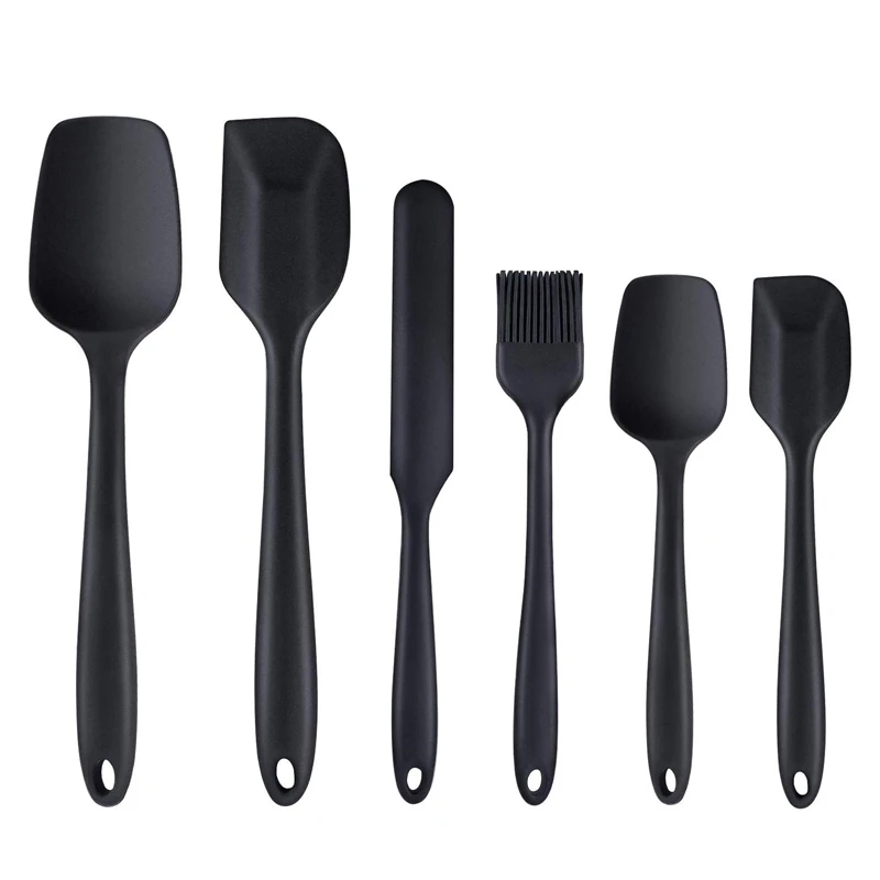 LMETJMA 6 Piece Silicone Spatula Set Non-Stick Heat-Resistant Spatulas Turner for Cooking Baking Mixing Baking Tools KC0320