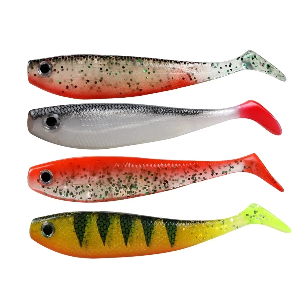4pcs Fishing Lure Soft Bait 115mm 11.4g Silicone Bass Pike Minnow Swimbait Plastic Lure Shad Lure Rubber Fish Lures