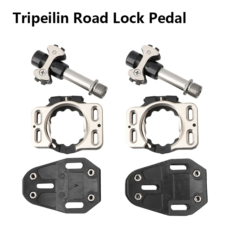 Ultra-light Titanium Alloy Lollipop Self-Locking Pedal Steel Shaft Titanium Shaft Tripellin Bike Lock Pedal For Road Bicycle