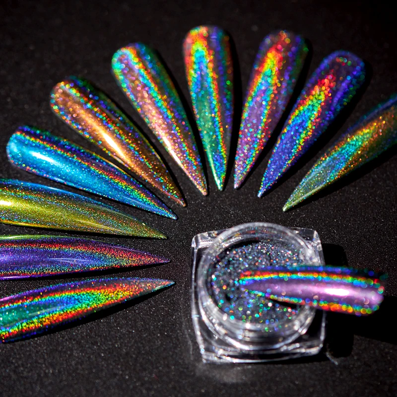 1g Glitter for Nails Holographic Dip Powder Mirror Polishing Chrome Pigments Nail Art Decorations Laser Dazzling Dust