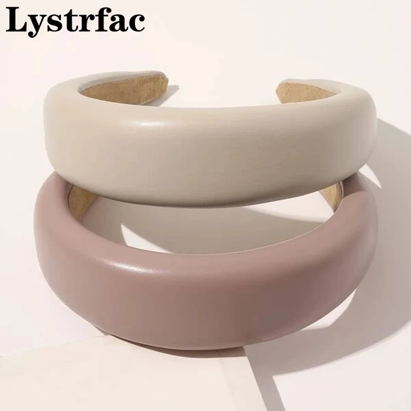Lystrfac New Autumn Winter PU Leather Thickened Sponge Hairband for Women Girls Wide Wash Headband Retro Simple Hair Accessories