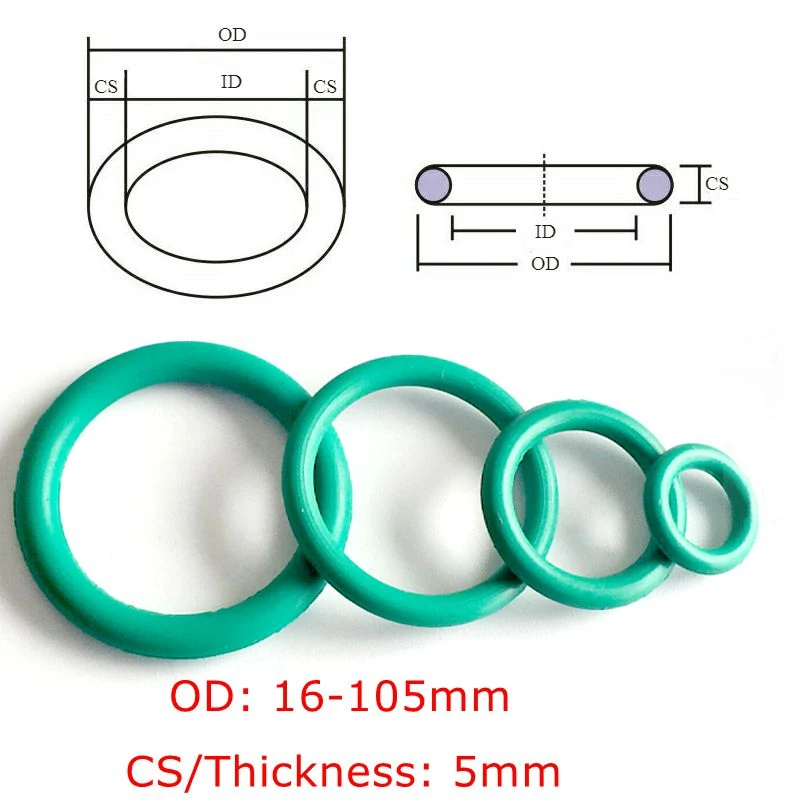 CS 5mm OD16-100mm Green  FKM Fluorine Rubber O Ring O-Ring Oil Sealing Gasket