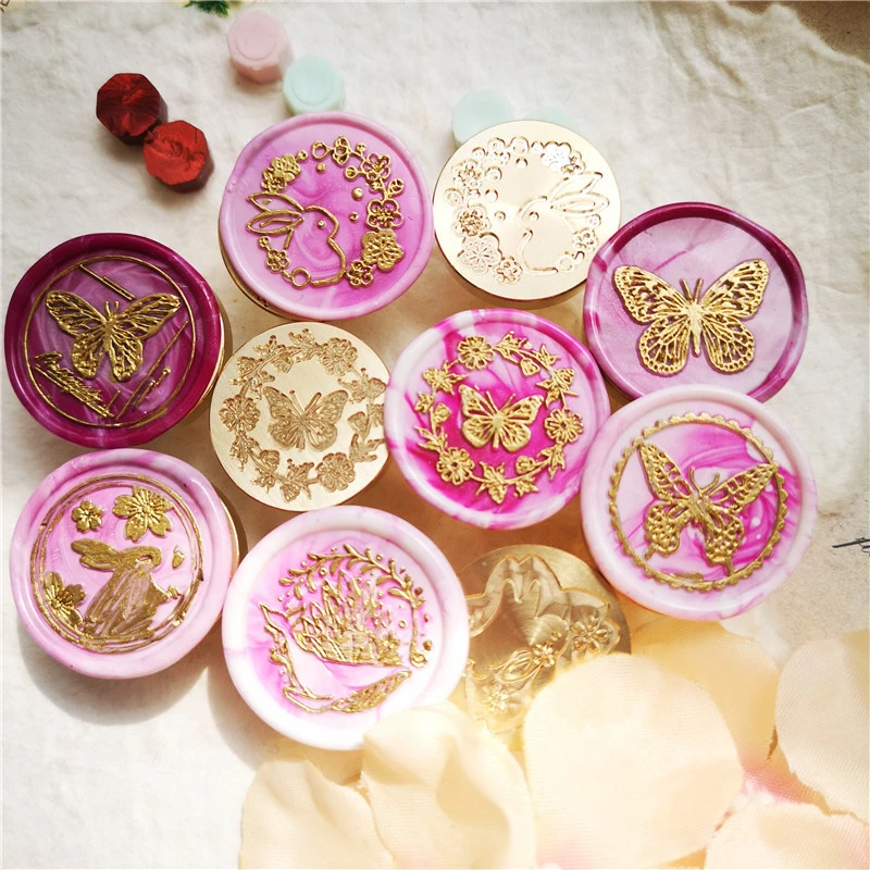 Wax Sellos Stamp Rabbit Wax Seal Stamp cute butterfly Bunny whale Wax Stamps DIY Wedding Invitation Envelope Sealling Wax Stamp