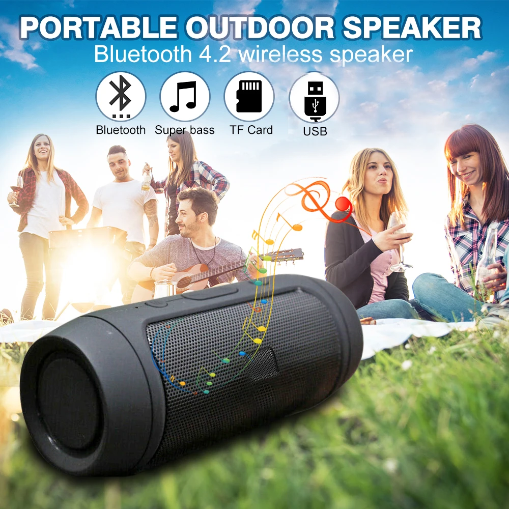 Waterproof Portable Speaker Mini Bluetooth Music Bass Speaker Subwoofer Outdoor Wireless Loudspeaker Support TF FM Radio Aux