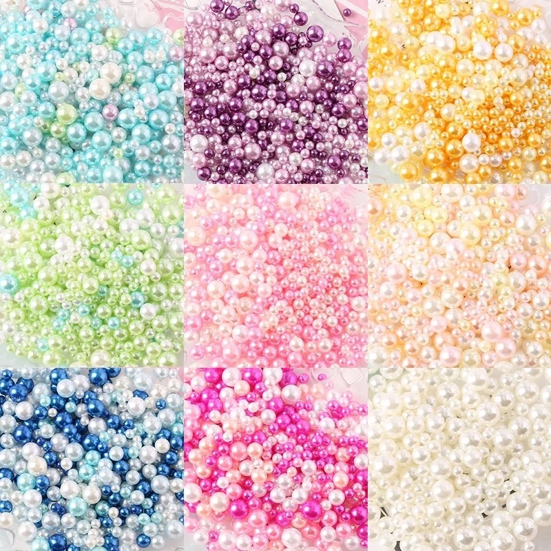 10g 2.5-5mm Mix Rainbow Color Round UV resin Imitation Pearl Beads no hole Loose Beads DIY Jewelry Necklace Making Craft