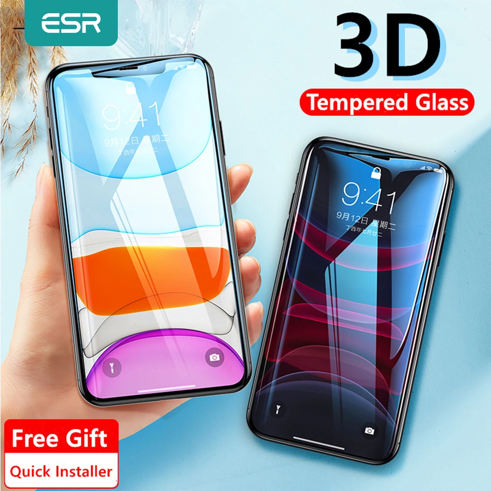 ESR Screen Protector for iPhone 11 Pro Max X XS XR XS Max Promax 3D Full Coverage Tempered Protective Glass for iPhone 2PCS
