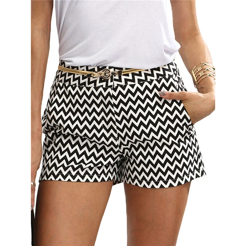 GAOKE New Fashion Plaid Shorts Woman Shorts Summer Black and White Mid Waist Casual Pocket Straight Shorts Hot Sale