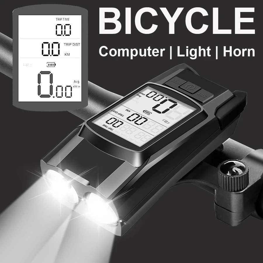 Flashlight For Bike T6 LED Bicycle Computer Horn USB Bike Light Front 2 Holder Waterproof Cycling Headlight Odometer Accessories