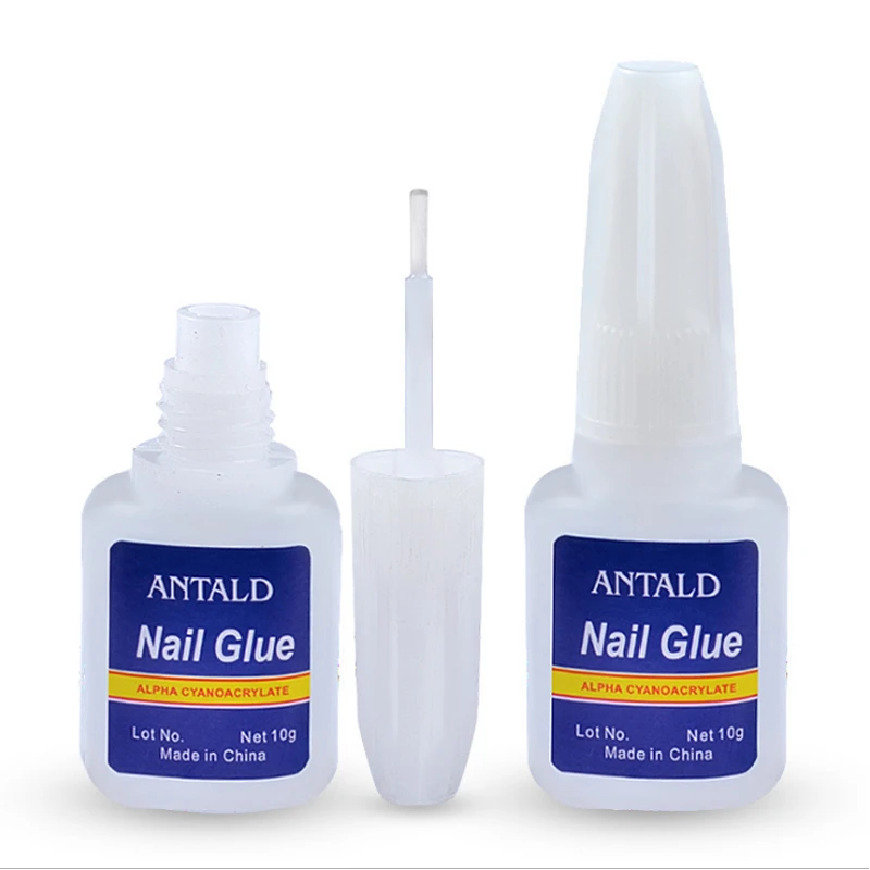 10g Fast Drying Nail Glue for False Nails Glitter Acrylic Decoration with Brush False Nail Tips Glue Sticky Nail Care Tools