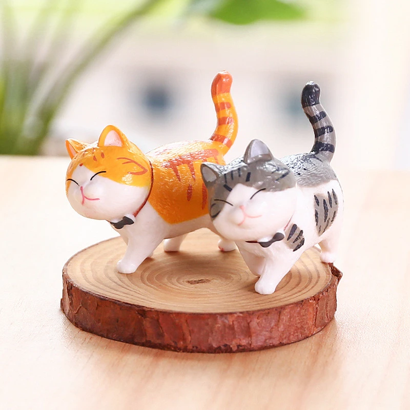 Cute Cat Ornaments Kawaii Bell Cat Animal Fairy Garden Figurines Accessories Home Decoration Desktop  Model Birthday Gift Gif