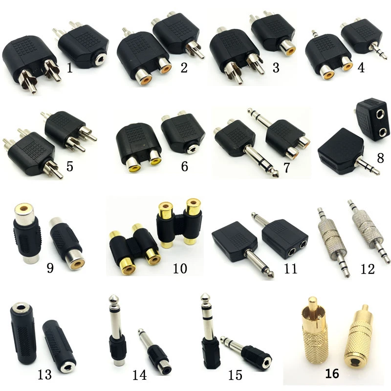 1pcs 6.5mm male to 3.5mm Audio Stereo Jack Female To 2 RCA Male Audio Jack Connector Adapter Converter for Speaker