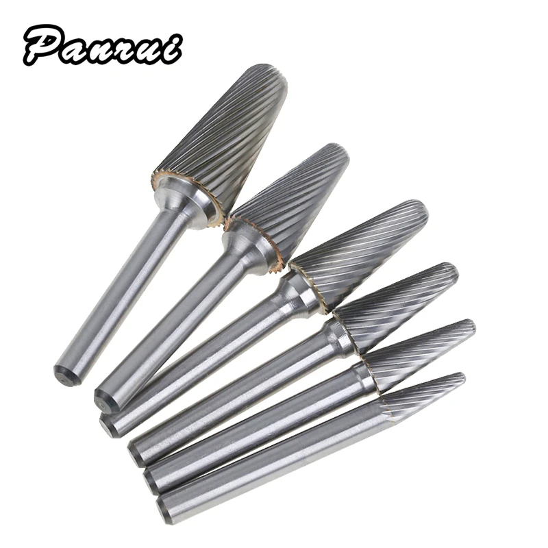 Conical Head Carbide Grinding Head 1PC Wood Carving Tungsten Steel Rotary Boring Cutter Abrasive Tools LType File Milling Cutter