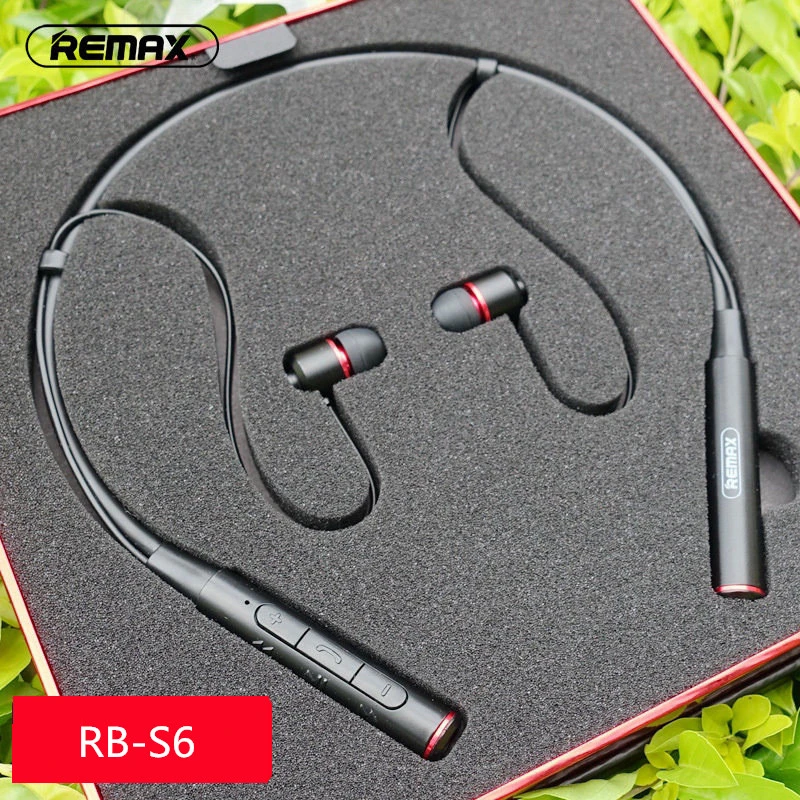 Original Remax RB-S6 Neck Hanging wireless Bluetooth sports earphones bass stereo music headset support multi-point connection