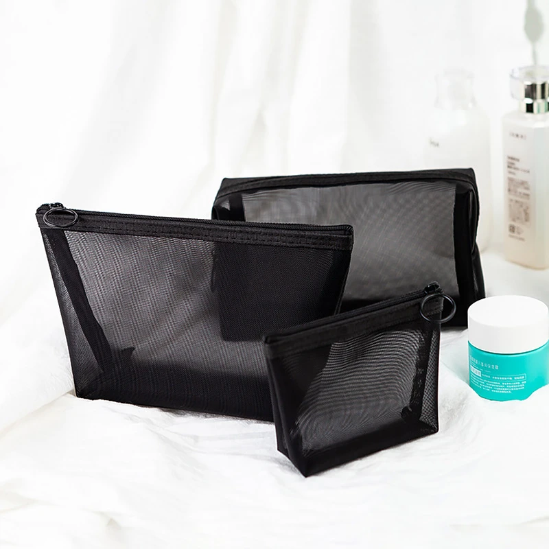 1PCS Women Men Necessary Cosmetic Bag Transparent Travel Organizer Fashion Small Large Black Toiletry Bags Makeup Pouch