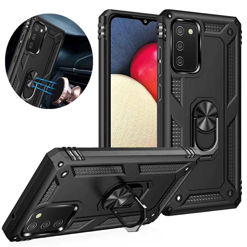 For Samsung Galaxy A02 A02S A03S Case Shockproof Armor Magnetic Car Holder Ring Case for Galaxy A12 A22 A32 A42 A52 A72 A82