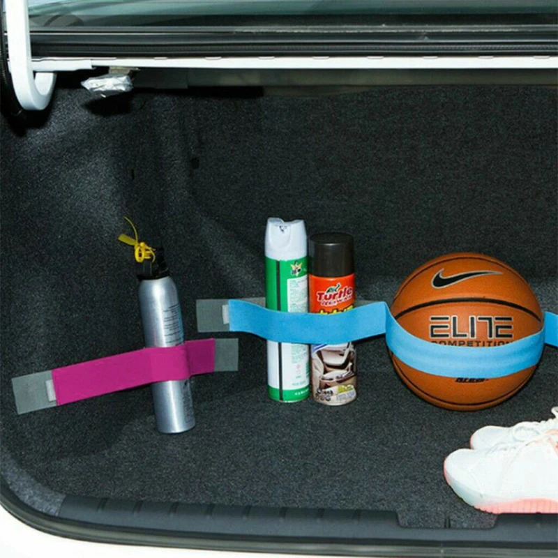 Creative Car Trunk Storage Device Hook And Loop Strong Adhesion Fixed Straps Solid Color Baggage Debris Anti-drop Magic Stickers