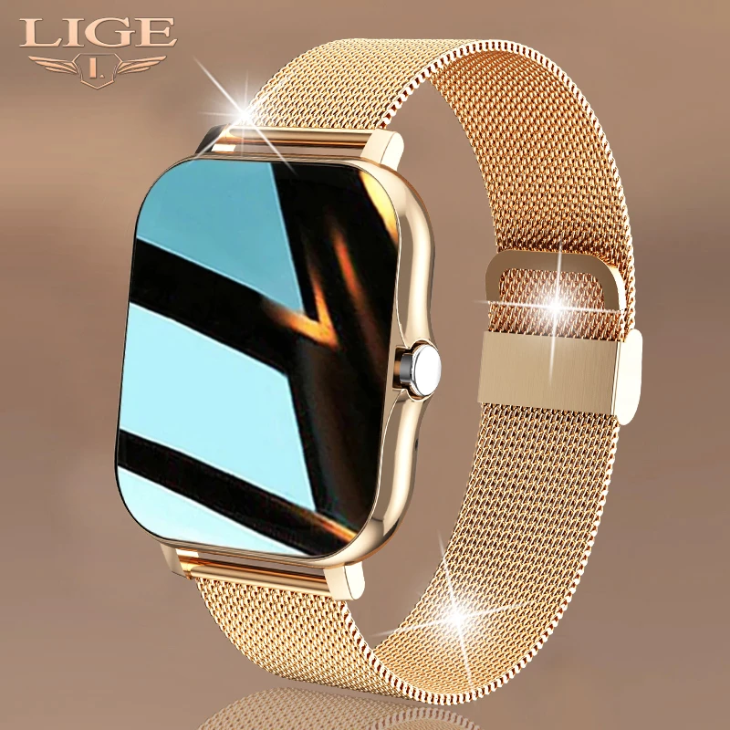 LIGE 2021 New Women Smart Watch 1.69 Color Screen Full Touch Fitness Tracker Bluetooth Call Smart Clock Ladies Smartwatch Men