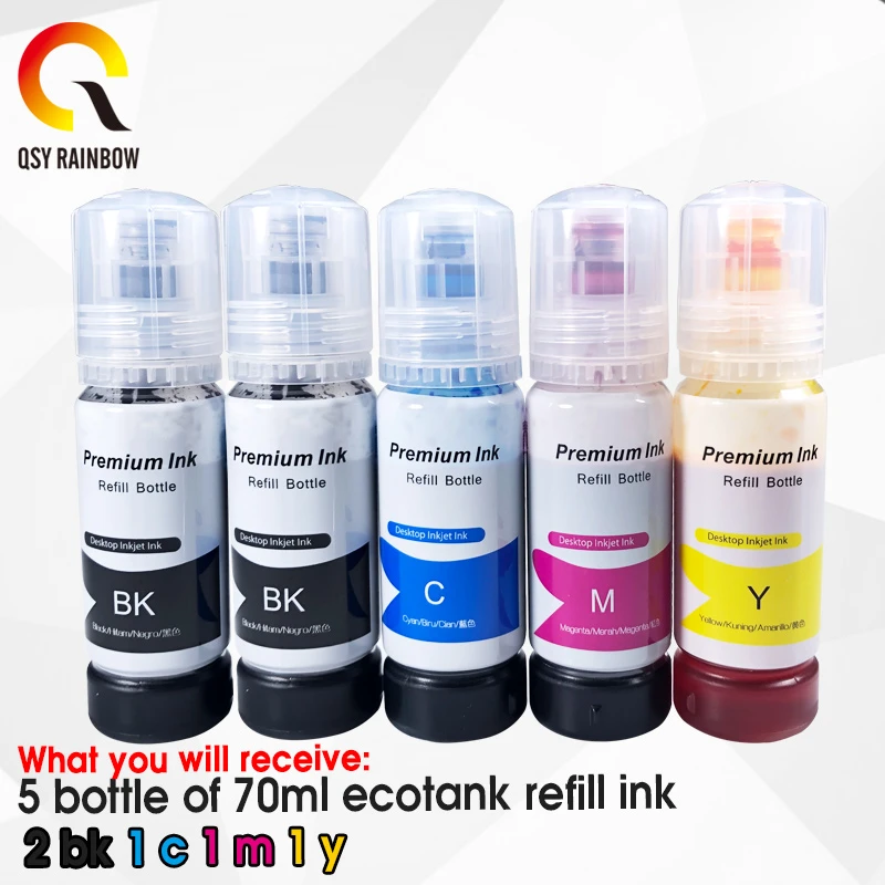 5 BottLe Ecotank Ink for Epson L3150 L3110 104 502 512 504 Ink EcoTank Printer ET2700 ET2750 ET3700 ET2711 refill dye ink