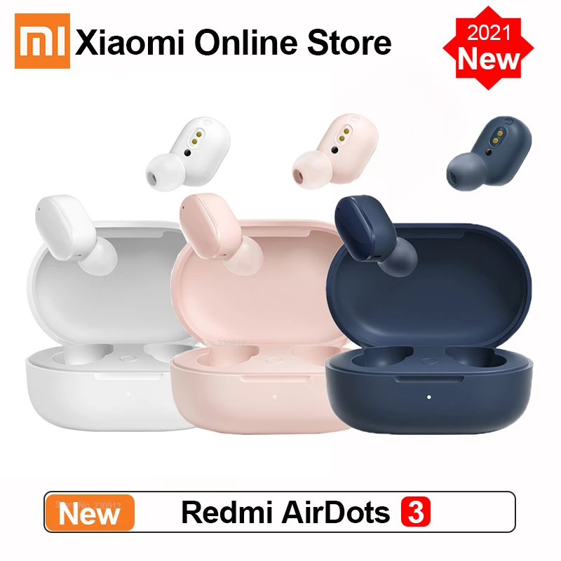 2021 New Xiaomi Redmi AirDots 3 Wireless Earphones Bluetooth 5.2 aptX Adaptive Stereo Bass With Mic Handsfree TWS Earbuds