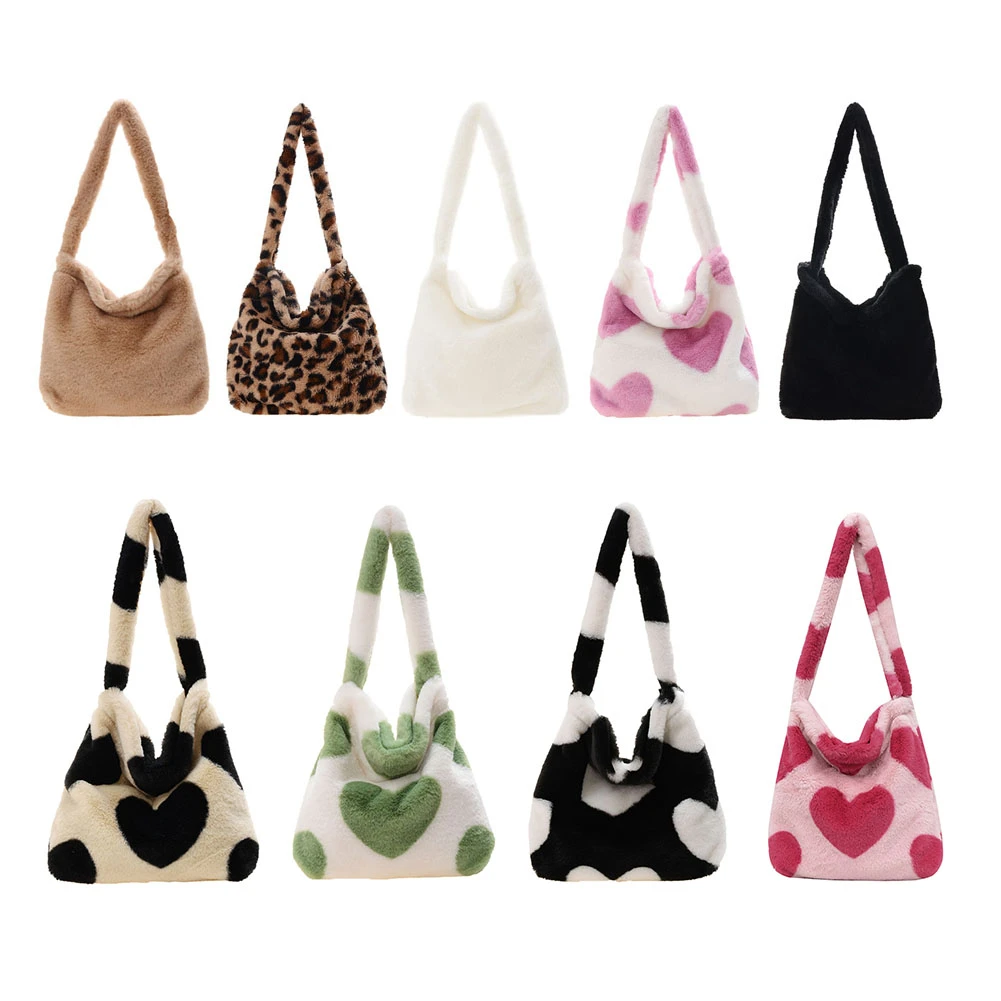 Small Plush Soft Crossbody Bags Underarm Shoulder Fluffy Lady Shoulder Handbags Female Simple Totes for Women 2021 Trend