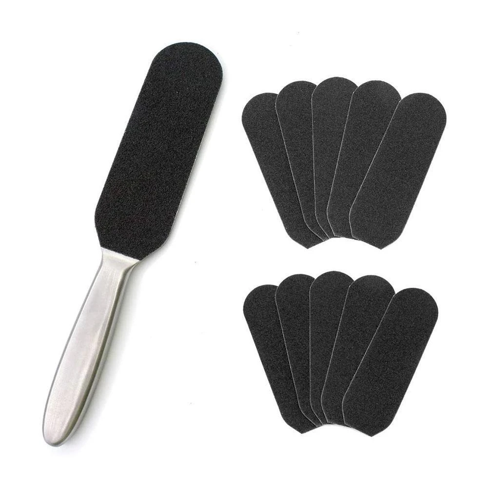 11pcs/Set Pedicure Feet Care Metal Handle Foot and Coarse of Fine and Refill Files Grit Sanding Grit Cloth Rasp 1 J1T7