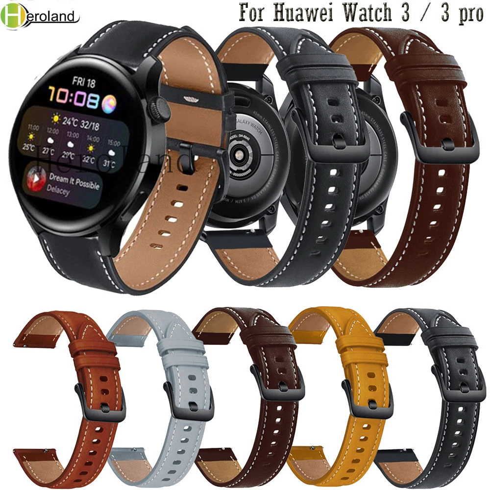 Leather Watchband Strap For Huawei Watch 3 / 3 pro / GT 2 Pro / GT2 46mm Smart Wristband Bracelet Replacement Accessories belt