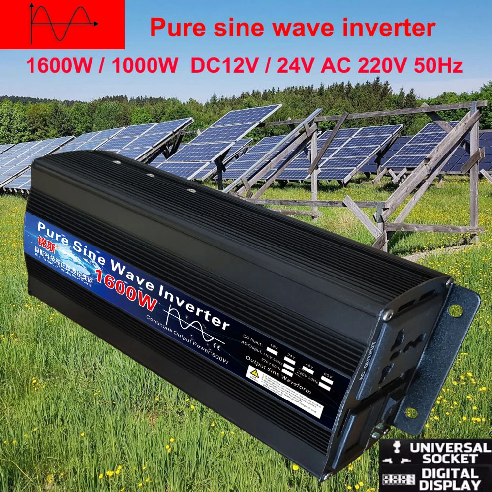 Pure Sine Wave Inverter DC 12V 24V to AC 220V 110V 60Hz 500W 1000W 2000W  Power Converter Booster For Car Household DIY