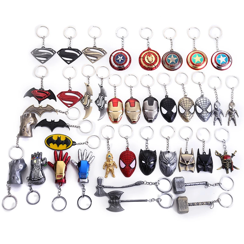 Superheroes Key Chain Pendant Metal Mask Shield Keychain Charms Hot Amination Film
