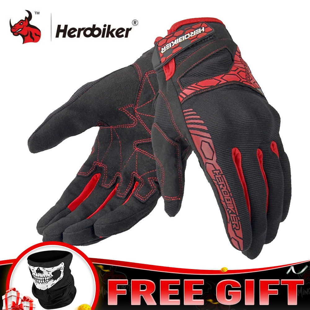 HEROBIKER Motorcycle Gloves Summer Breathable Guantes Moto Touch Screen Motocross Off-Road Gloves Motorbike Riding Gloves