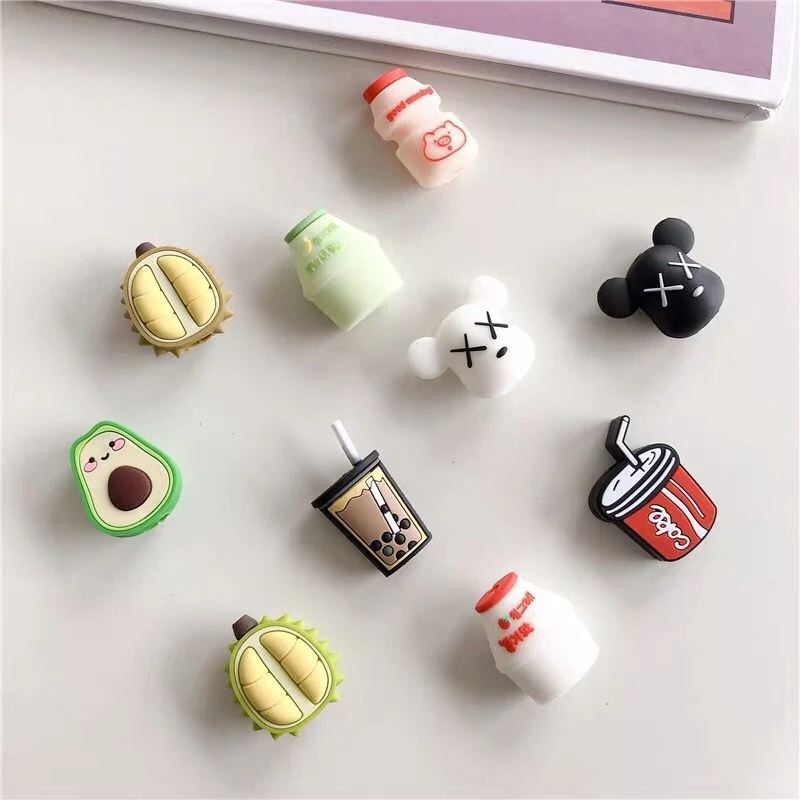 Cable Bite Protector for Iphone Cable Winder Phone Holder Accessory Cable Biters Squishy Doll Model Fruit Drink Avocado Durian