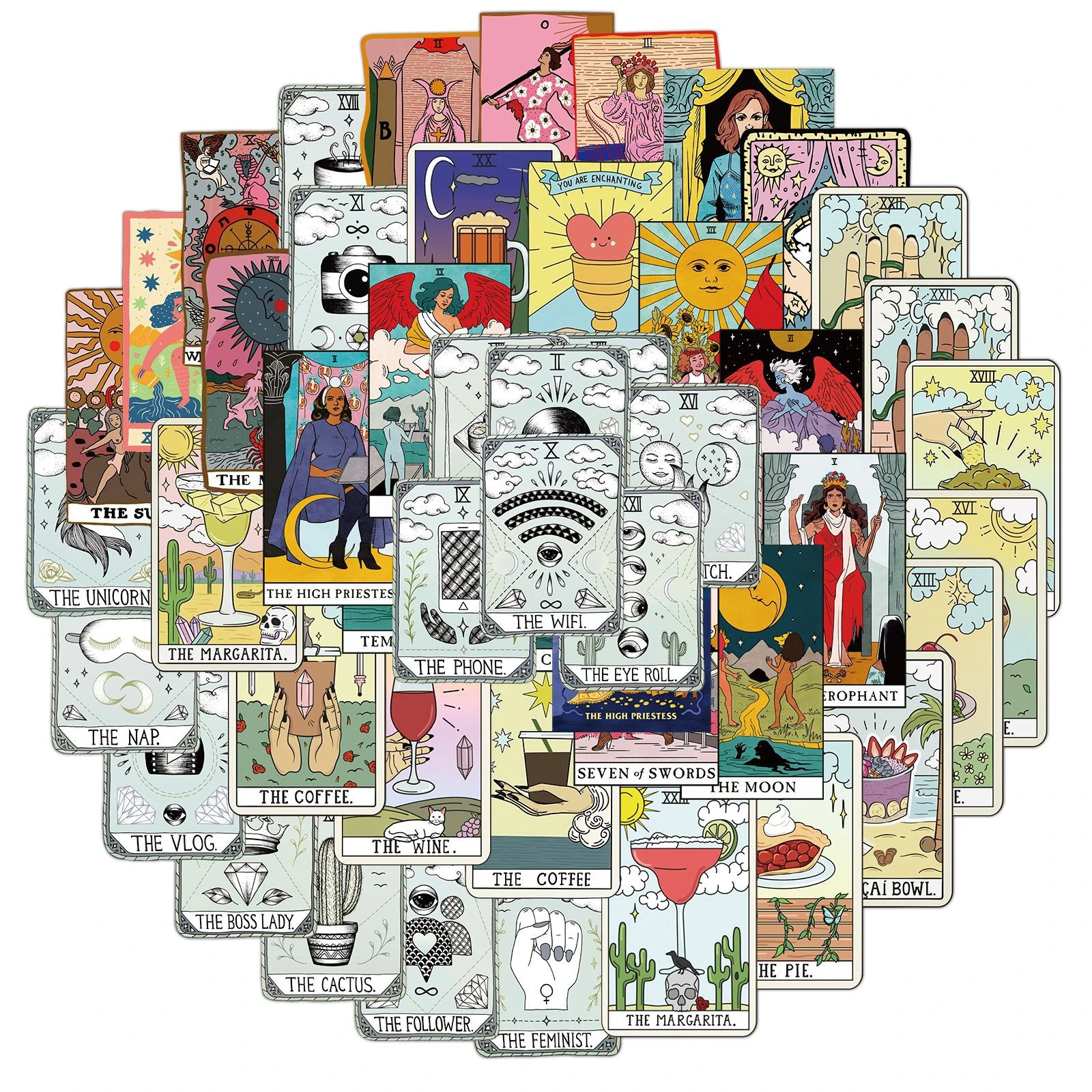 10/50Pcs Tarot Card Graffiti Stickers Divination Stickers for Luggage Laptop Refrigerator Motorcycle Skateboard Pegatinas