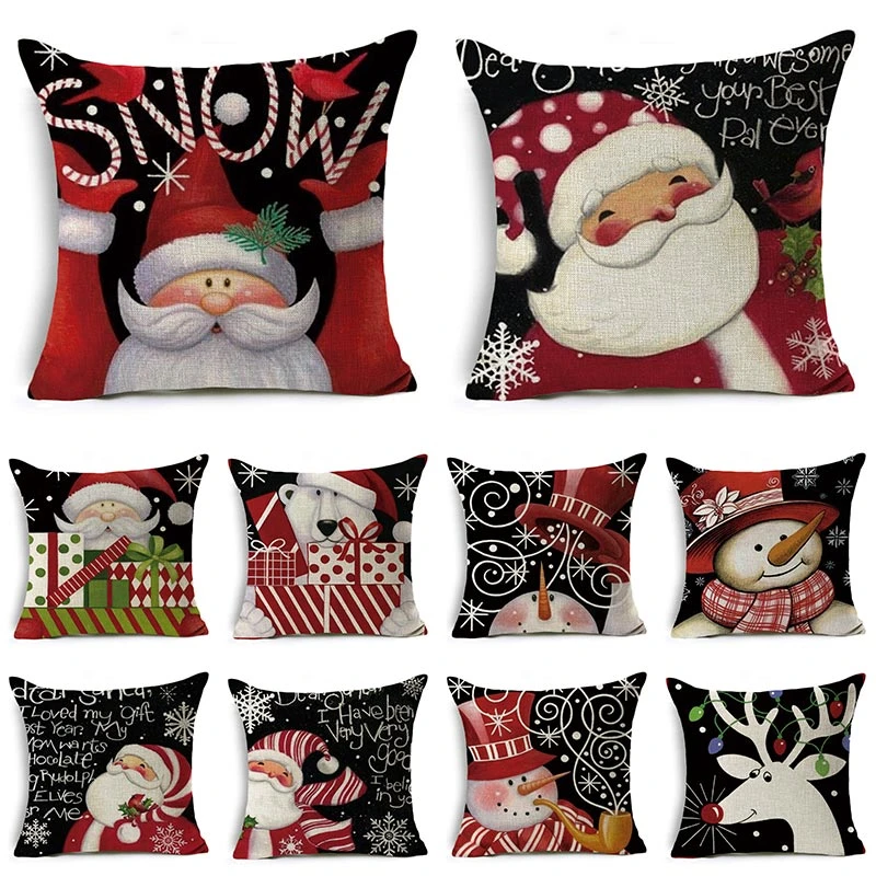 Cartoon Christmas style Cushion Cover Printed Throw Pillows Living Room Decorative Linen Pillow Case 45cm*45cm