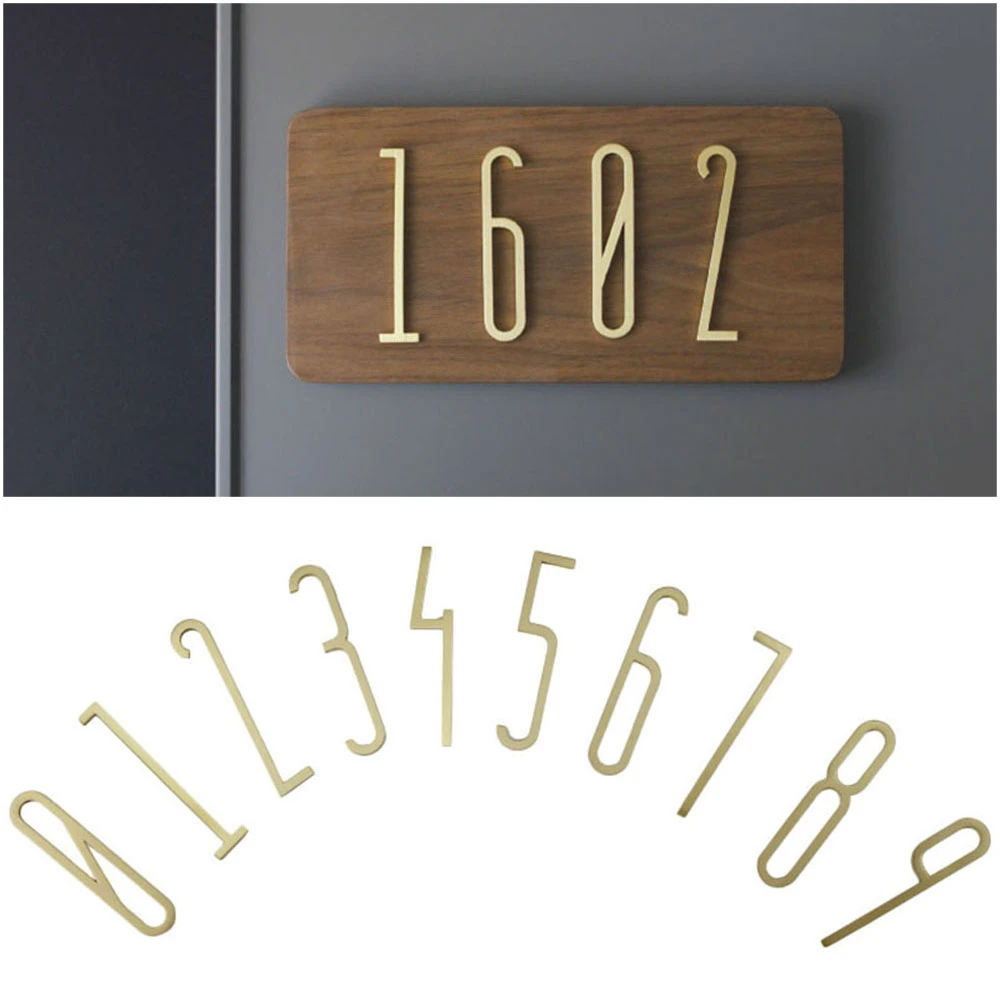 Creative Nordic Style Address Digits 0-9 Brass House Number DIY Office Hotel Apartment Dorm Figures Door Plaque Sign Height 7cm