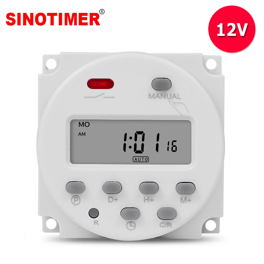 12V AC/DC Digital 7 Days Weekly Programmable Timer Switch Electronic Lighting Daily Time Relay Programmer inside Battery