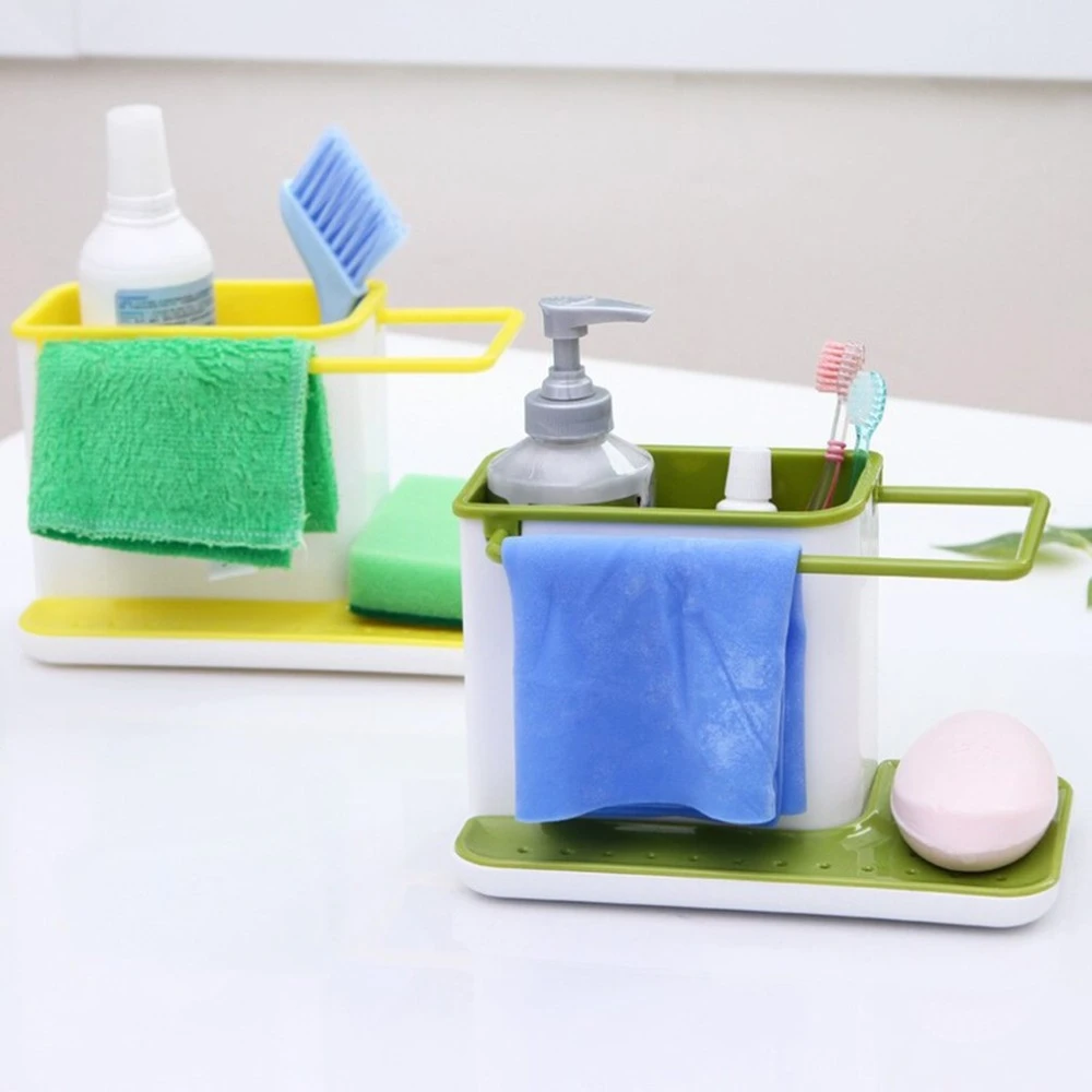 Kitchen Sponge Drainage Rack Multi-function Dishes From The Drain Slot Storage Rack Tableware Towel Rack Kitchen Cleaning